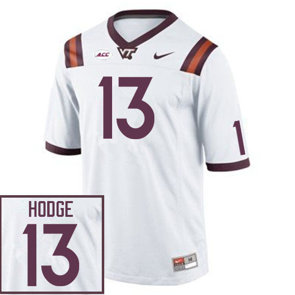 Men #13 Changa Hodge Virginia Tech Hokies College Football Jerseys Sale-White - Click Image to Close